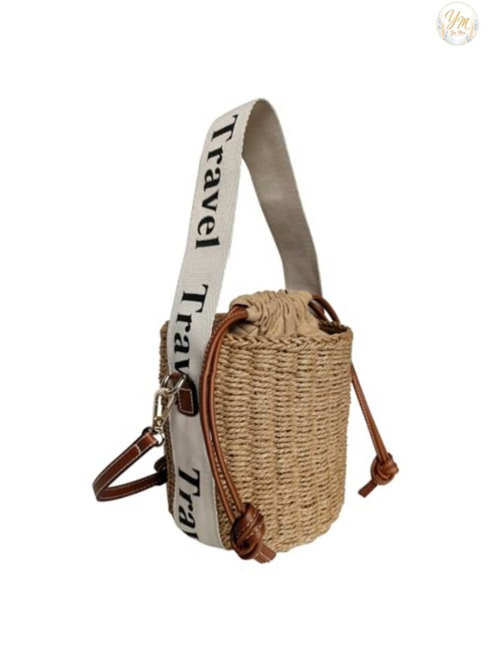 Straw Woven Bucket Bag Drawstring Crossbody Shoulder Handbag Beach Tote